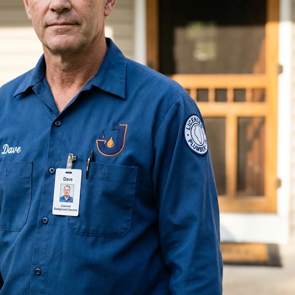 Licensed plumber showing ID badge in Plainfield, NJ