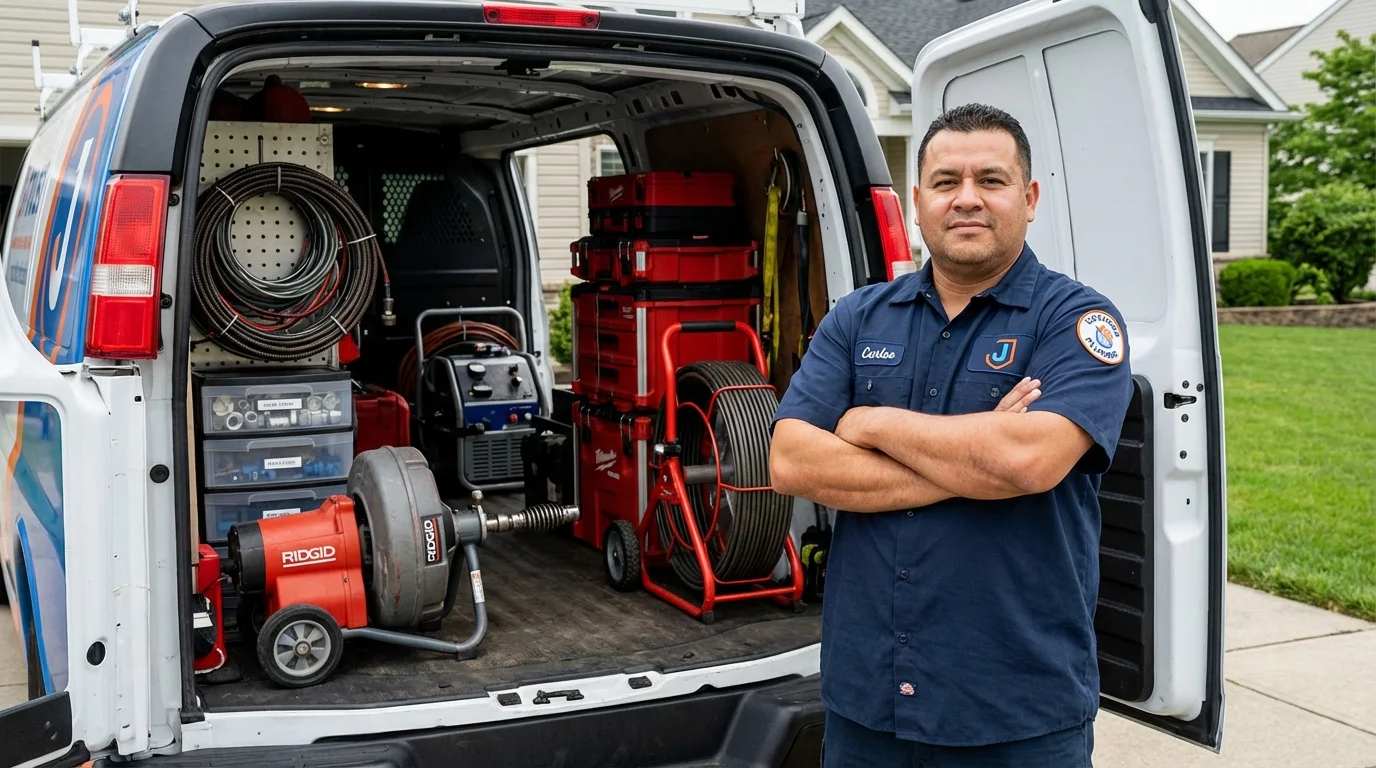Professional drain cleaning equipment and Johns Plumbing LLC plumber in Plainfield