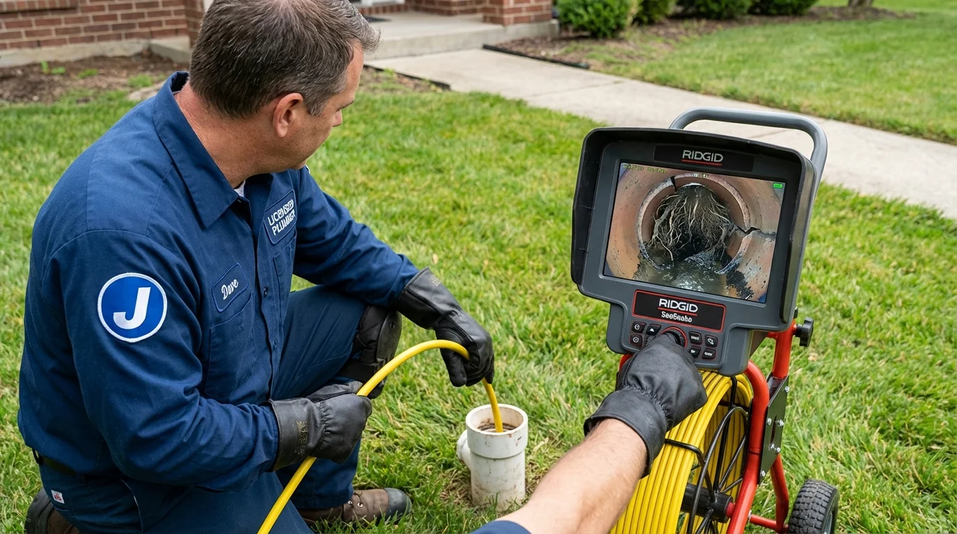 Sewer camera inspection being performed by Johns Plumbing LLC in Plainfield