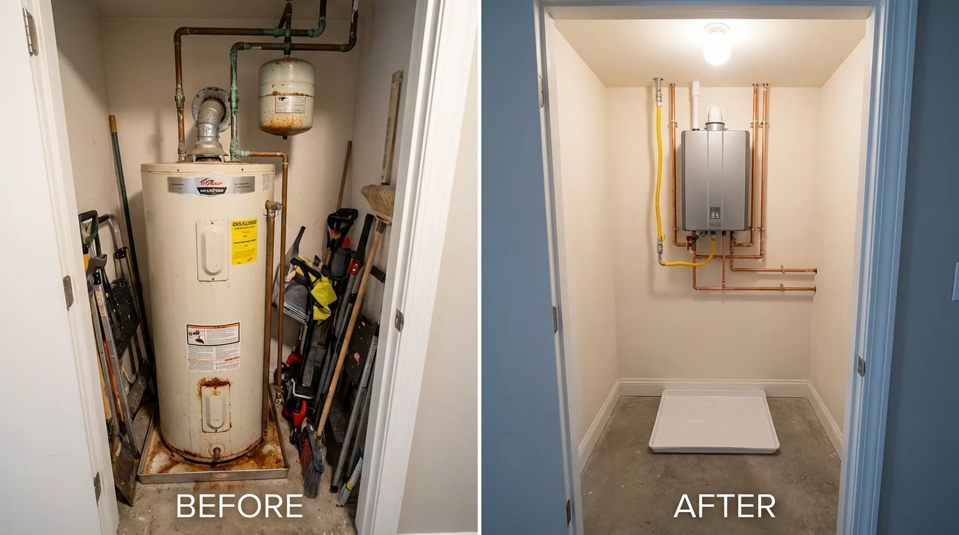 Tank water heater versus wall-mounted tankless unit comparison for Plainfield, NJ homeowners